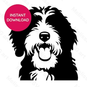 Aussiedoodle SVG retrato perro impresión svg - silueta de mascota cricut y archivo de corte de máquina láser para amante de los perros - imagen png - perro mamá clipart
