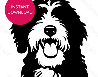 Aussiedoodle SVG portrait dog print svg - pet silhouette cricut & laser machine cut file for dog lover - png image - dog mom clipart