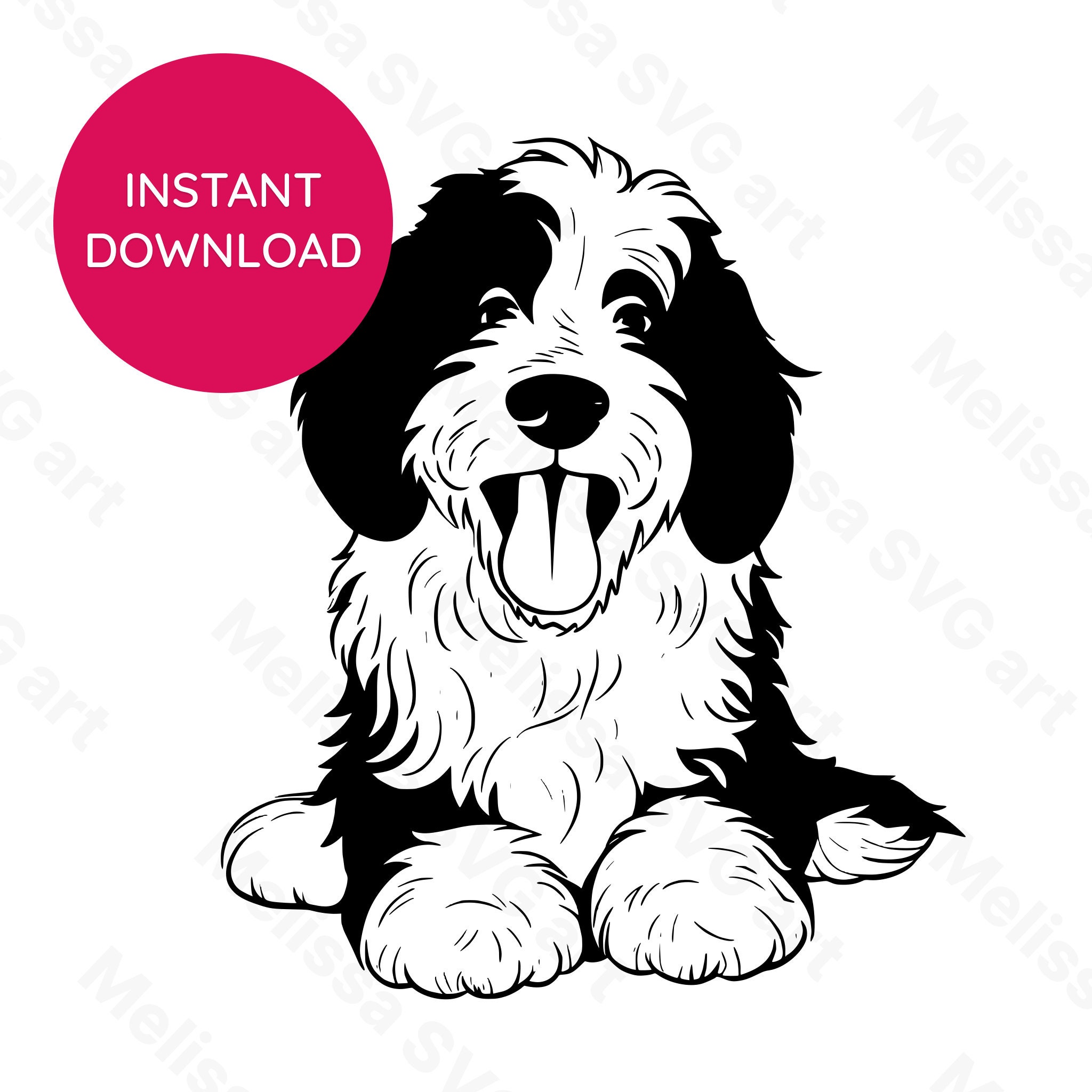 Bernedoodle SVG Portrait Dog Print Svg Pet Silhouette Cricut & Laser