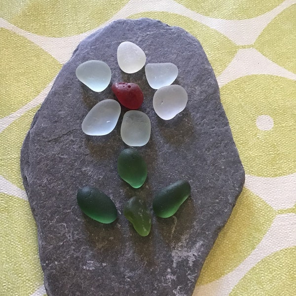 Beautiful Seaham sea glass flower with rare red centre