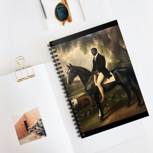 Black Fox Hunter with Black Jacket Spiral Notebook - Ruled Line