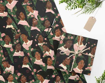Pink and Green Black Women Gift Wrapping Paper AKA, Alpha Kappa Alpha, HBCU, College Excellence, Black Girl Magic Achievement