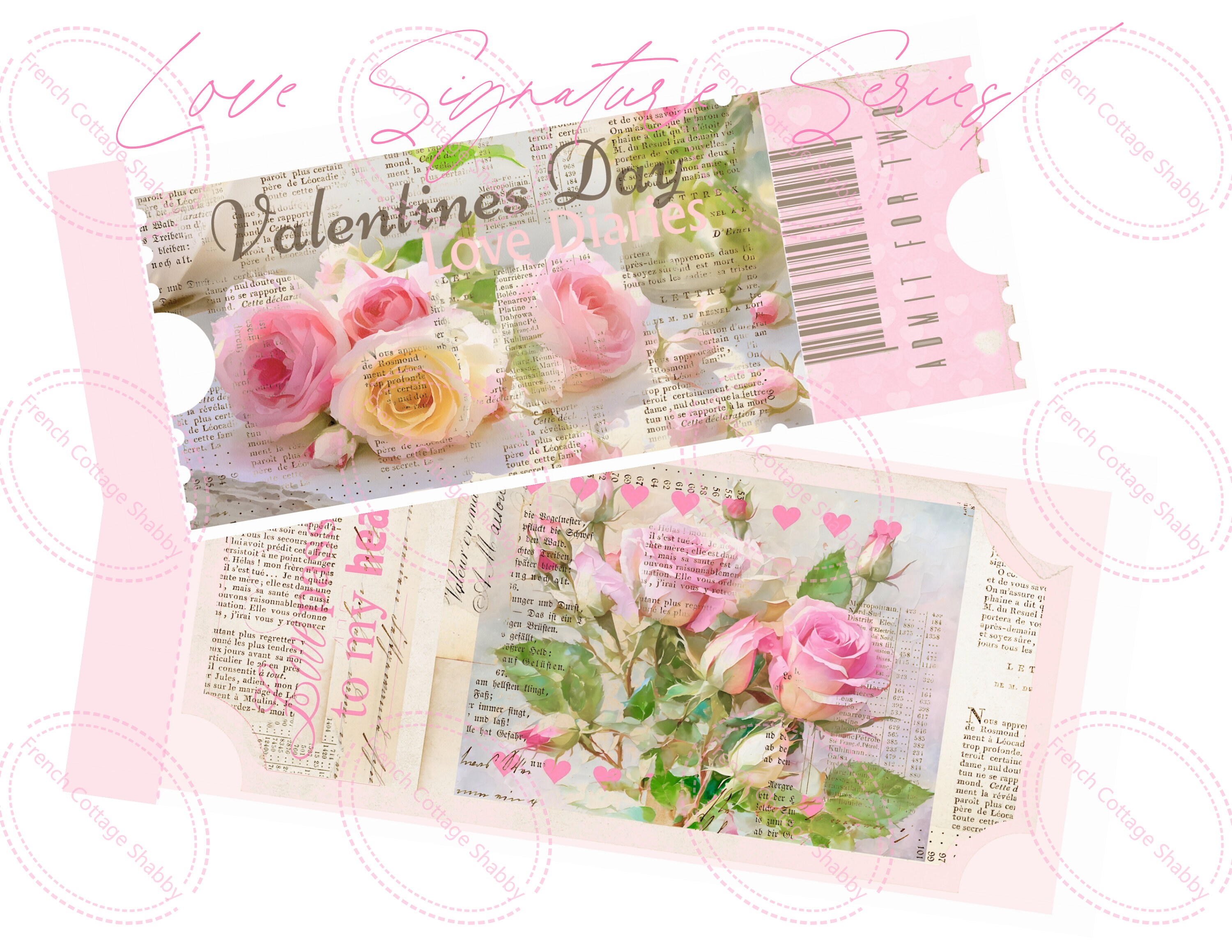 Love Signature Blush Love Tickets Valentin S Day Vintage Junk