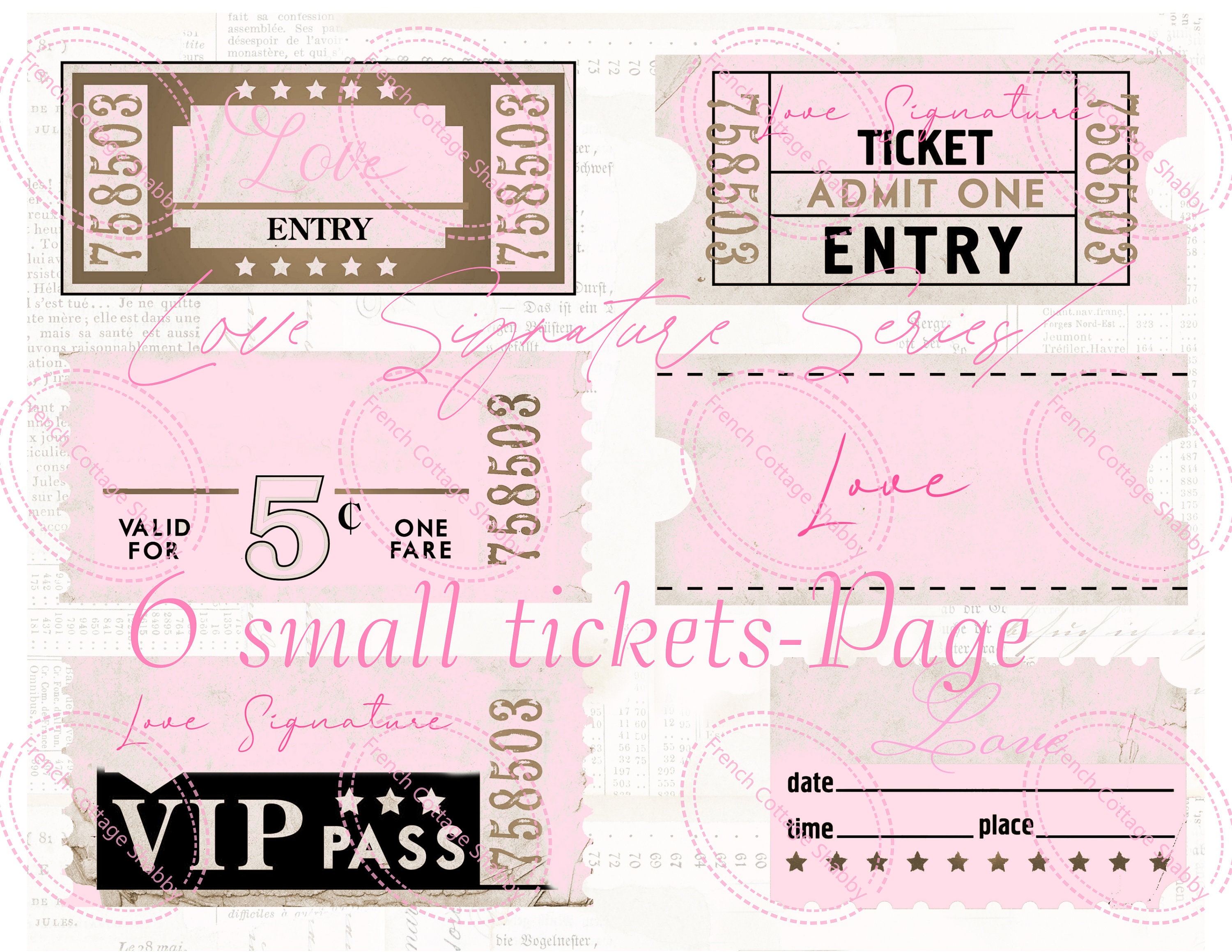 Love Signature Blush Love Tickets Valentin S Day Vintage Junk