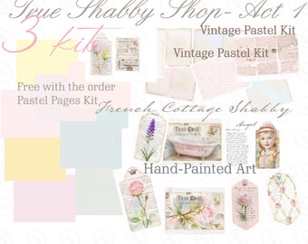 True Shabby Chic three kits in one- Vintage Blush Art Scrapbooking and art craft