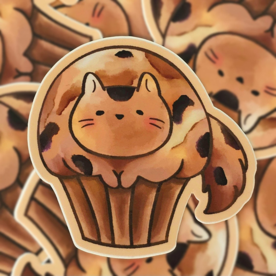 Blueberry Muffin Bread Cat Sticker - Etsy