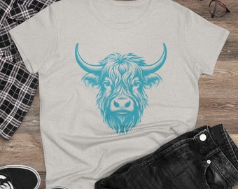 Cute Highland Cow Bull Women's Cotton Tee