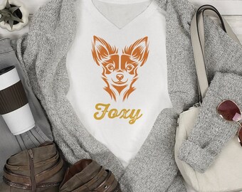 Foxy Chihuahua Unisex v-neck t-shirt