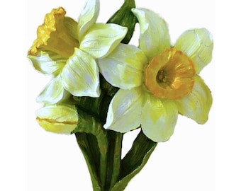 Moule en silicone pour bouquet de jonquilles géantes (25 cm), pour plâtre, cire, savon, résine, polyester, ciment K467