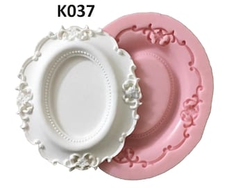 Moule en silicone pour cadre photo à fleurs pour plâtre, cire, résine polyester, savon, ciment K037 K038