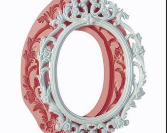 Silicone Mold 60cm (24 inches) Flowery Mirror Photo Frame with Empty Interior for Plaster Resin Clay Wax Polyester Concrete Cement K900