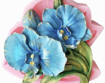 Moule en silicone pour bouquet d'orchidées (27 cm) - Idéal pour plâtre, cire, savon, argile, résine polyester, ciment, Fimo K464