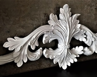 Moule en silicone pour défilement de feuilles baroques, motif acanthe (44 cm/17 po.) pour béton de plâtre