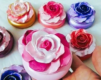 Silicone Mold 3D Pink Flower Decorative Jewelry Box for Plaster Resin Cement Polymer Clay Polyester Soap Wax K153