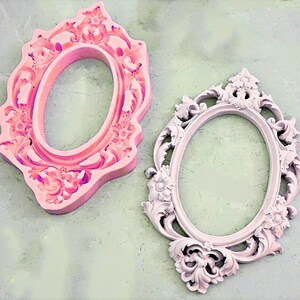 Silicone Mold Photo Frame 28cm (11 inches) Baroque Flower Decoration for Plaster Resin Clay Wax Polyester Concrete Cement K053