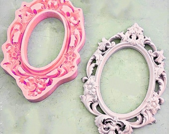 Moule en silicone Cadre photo 28 cm (11 pouces) Décoration florale baroque pour plâtre Résine Argile Cire Polyester Béton Ciment K053