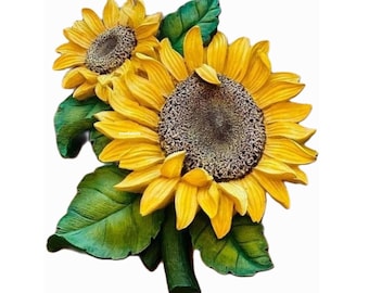 Moule en silicone pour grand bouquet de tournesols (26 cm), pour plâtre, cire, savon, résine polyester ciment K466
