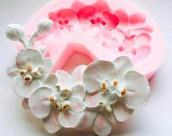 Silicone Mold Orchid 3D Flower 16cm for Plaster Resin Polyester Soap Wax Fimo Clay K112