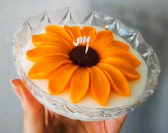 Moule en silicone Marguerite Tournesol Fleur de camomille 12 cm (4,47 pouces) pour plâtre Cire Savon Résine polyester Béton Ciment Fimo K113