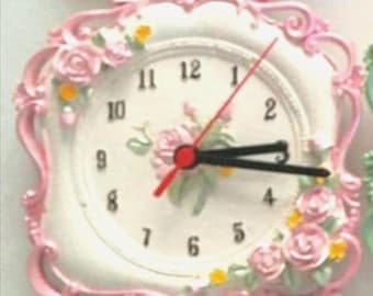 Moule en silicone pour horloge vintage, déco florale (21 cm)