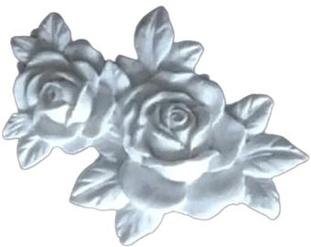 Moule en silicone double fleur rose pour plâtre résine ciment polymère argile polyester savon cire K340