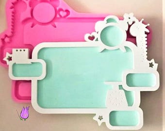 Moule en silicone Panneaux motif girafe pour Naissance bébé 29 cm pour plâtre, cire, savon, résine polyester K680