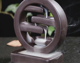 Moule Silicone Brûleur Encens Cascade ZEN 14cm Porte-encens Backflow incense Burner pour Plâtre Ciment Résine Polyester K1026