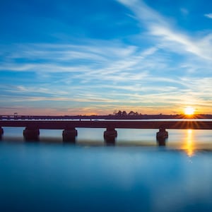 New Bern, North Carolina, Trent River, Railroad Track, Sunset, Photo Print
