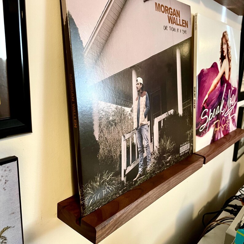 Wood Walnut Record, Picture, Book, Magazine Wall Shelf Etsy Canada