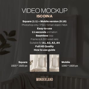 Video Frame Mockup, Vertical Nursery Mock-up, PSD, MP4, Baby interior, A3 Poster, Mobile
