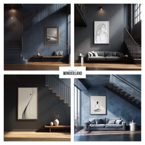 Canva Frame Mockup Bundle, Horizontal, Vertical Frames, Staircase, Shadow Layer, Dark Interior, 40 Mockups
