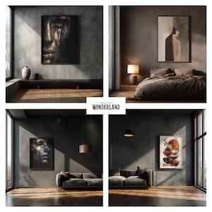 Canva Frame Mockup Bundle, Horizontal, Vertical Frames, Staircase, Shadow Layer, Dark Interior, 40 Mockups