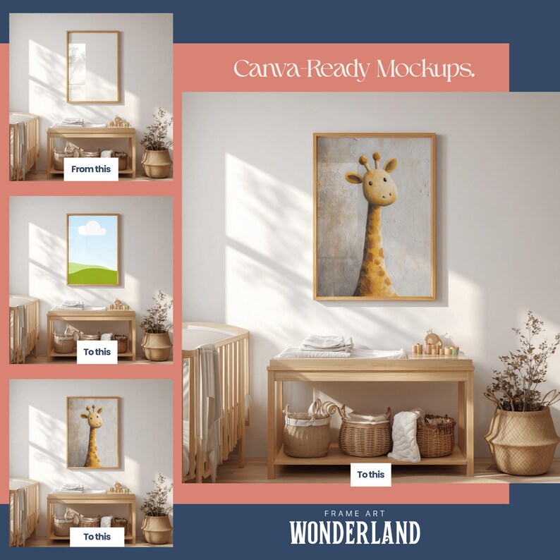 Canva Nursery Frame Mockups, Kids Wall Art Gallery Frames - Etsy