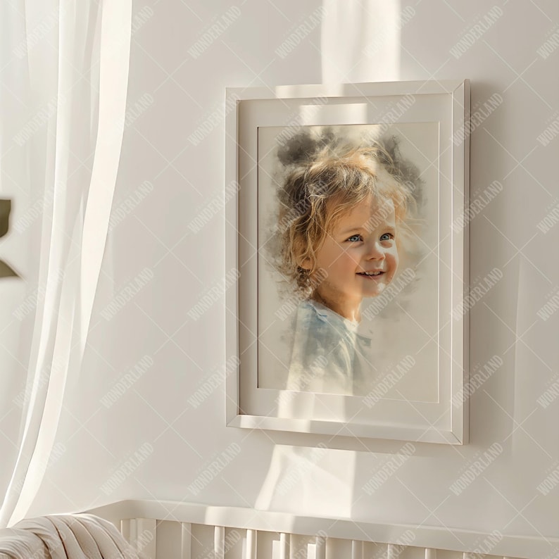 Video Frame Mockup, Vertical Nursery Mock-up, PSD, MP4, Baby interior, A3 Poster, Mobile