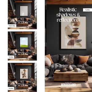 Canva Frame Mockup Bundle, Horizontal, Vertical Frames, Staircase, Shadow Layer, Dark Interior, 40 Mockups