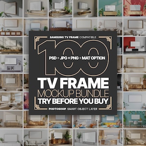 Samsung TV Frame Mockup Bundle: Gold Horizontal PSD Templates, Photoshop, Photopea