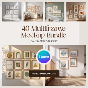 Canva Frame Mockup Bundle, 40 Gallery Wall Layouts, Editable Shadow Layer