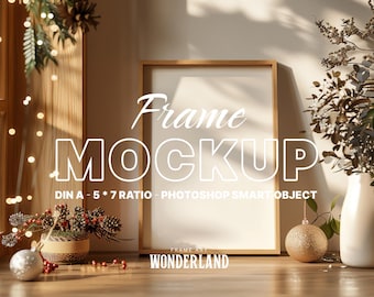 Christmas Frame Mockup: DIN A Vertical Art (PSD Template)