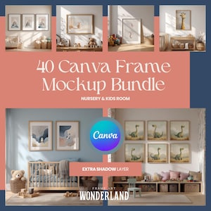 Maquetas de marcos para guarderías de Canva, marcos de galería de arte mural infantil