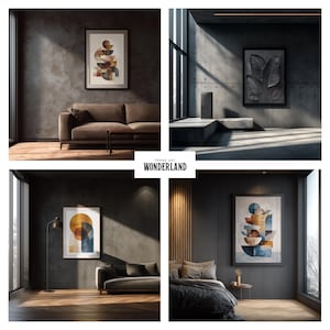 Canva Frame Mockup Bundle, Horizontal, Vertical Frames, Staircase, Shadow Layer, Dark Interior, 40 Mockups