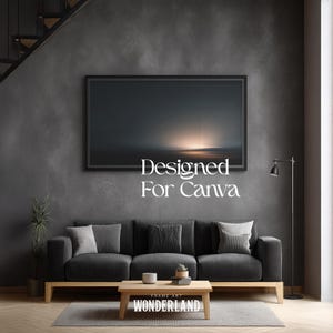 Canva Frame Mockup Bundle, Horizontal, Vertical Frames, Staircase, Shadow Layer, Dark Interior, 40 Mockups