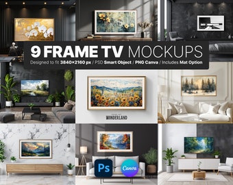 Frame TV Mockup, Frame TV Mockup Bundle, Modern, Canva, Photoshop, Digital download, Bundle, Digital Art Mockup, Samsung Frame TV art