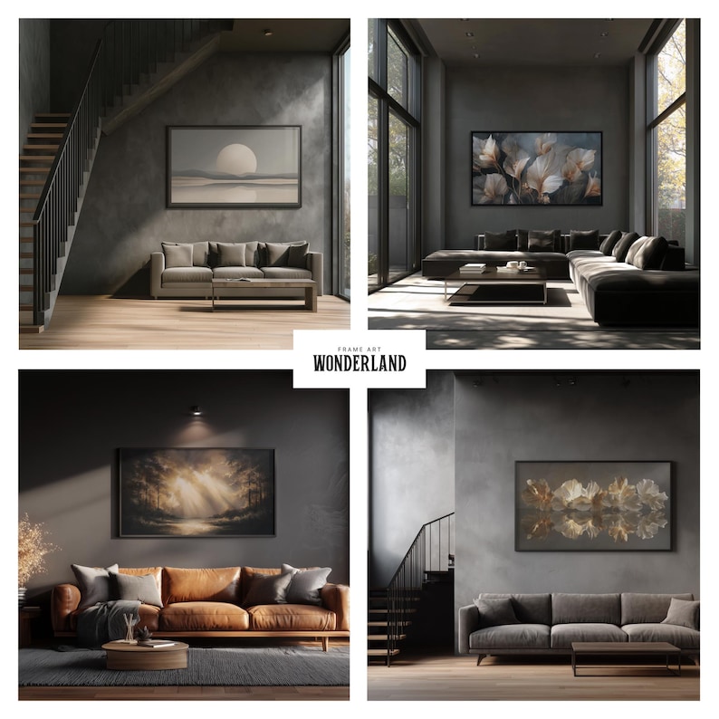Canva Frame Mockup Bundle, Horizontal, Vertical Frames, Staircase, Shadow Layer, Dark Interior, 40 Mockups
