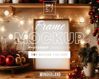 Christmas Frame Mockup: DIN A Vertical Art (PSD Template)