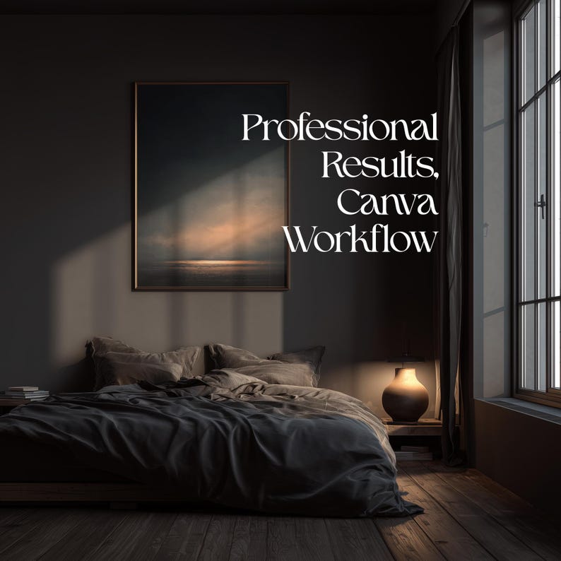 Canva Frame Mockup Bundle, Horizontal, Vertical Frames, Staircase, Shadow Layer, Dark Interior, 40 Mockups