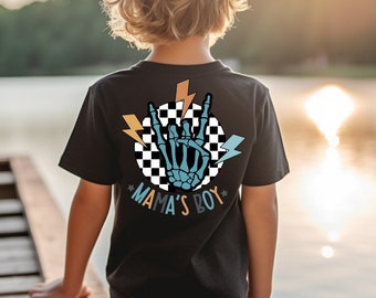 Camisa esqueleto de niño de mamá, camisa de niño a cuadros, camisa de niño de mamá, camisa de niño pequeño, camisa de niño patinador, camisa de niño pequeño de mamá