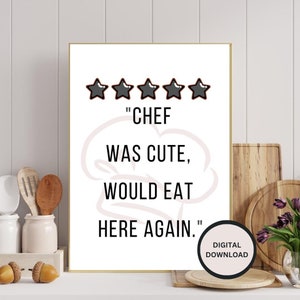 5 Star Would Eat Here Again, Aesthetic Kitchen Wall Instant Download, Kitchen Chef Rating Sign, Fun Kitchen Wall Art, Kitchen Wall Art