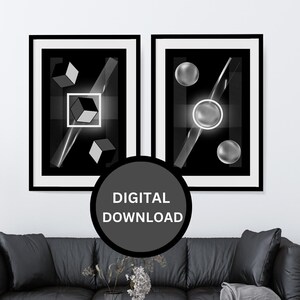 Modern Abstract Printable-Art Picture-Shapes Earth Abstract Download-2 Picture Printable-Minimalist Neutral Abstract Picture Printable