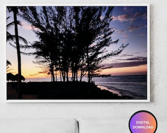 Caribbean Sunset Seascape Photograph - Jamaica Print (Digital Download) - Night Sky - Evening Landscape -Calming Sundown