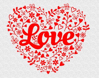 Heart Love SVG: Valentine's Day Floral Design (Digital Download)
